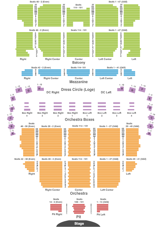 Wang Theater At The Boch Center seating chart